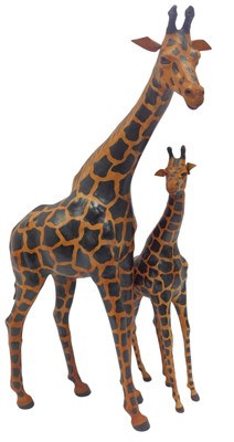 Lot 766 - A painted leather figure of a giraffe, 71cm...