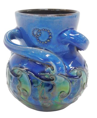 Lot 771 - A C H Brannam Barum blue and green glazed vase,...