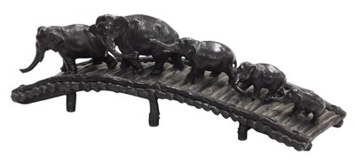 Lot 20 - A 20thC Japanese bronzed metal elephant...