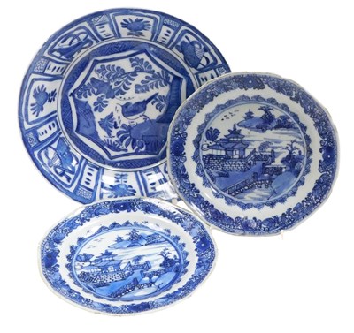 Lot 23 - A pair of 18thC Chinese export porcelain blue...