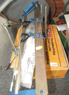 Lot 2279A - Woodworking tools, comprising a mitre saw/tile...