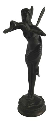 Lot 114 - A bronze figure of a fairy on circular...