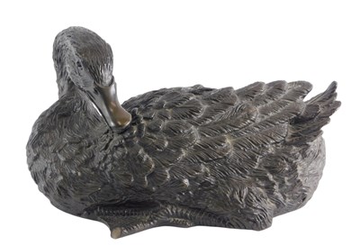 Lot 124 - A bronzed resin figure of a swan or cygnet,...