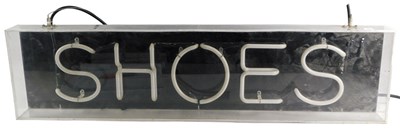 Lot 12 - A neon shoe shop sign, in Perspex case, 100cm...