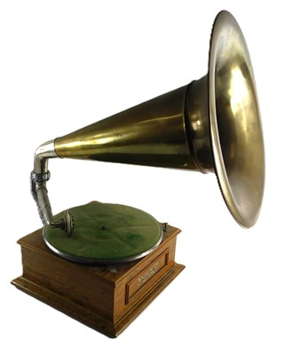 Lot 126 - A vintage style gramophone, with brass trumpet,...