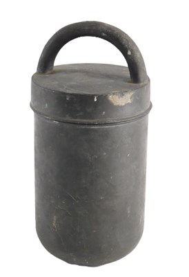 Lot 156 - A pewter cylindrical vessel or container, with...