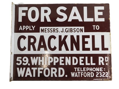 Lot 171 - A double sided vintage enamel sign for estate...