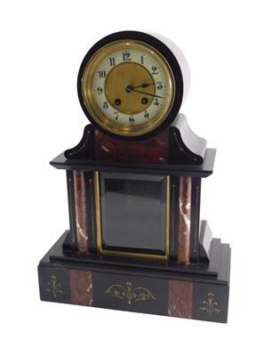 Lot 177 - A late 19thC French black slate and marble...