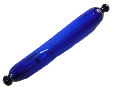 Lot 181 - A 19thC Bristol Blue rolling pin, with...