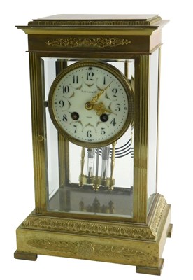 Lot 11 - A late 19thC French four-glass gilt brass...