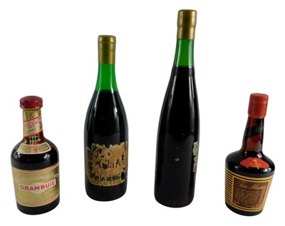 Lot 202 - A bottle of Claret, another bottle of wine, a...