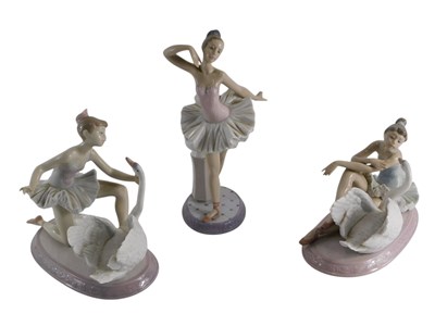 Lot 224 - A pair of Lladro porcelain figure of ballet...
