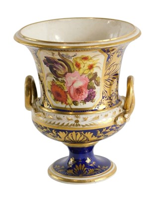 Lot 608 - A Derby porcelain urn, painted with flower...