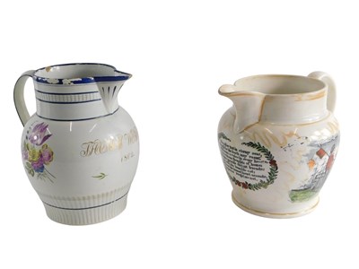 Lot 33 - An early 19thC English porcelain jug, painted...