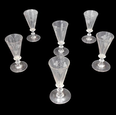 Lot 254 - A set of six late 18th/early 19thC glass ale...