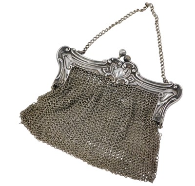 Lot 294 - A Continental white metal purse, with Art...