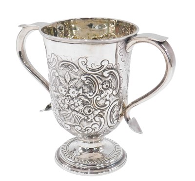 Lot 17 - A George IV silver two handled cup, later...
