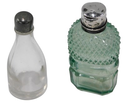 Lot 312 - A late 19th/early 20thC green cut glass scent...