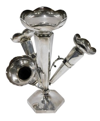 Lot 16 - A George V silver epergne, with central vase,...
