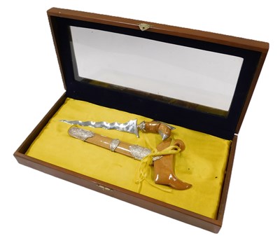 Lot 317 - A Malayan ceremonial Kris, with silver...