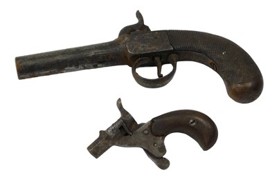 Lot 379 - A 19thC Muff percussion pistol, with chequered...