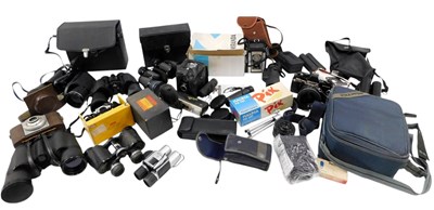 Lot 452 - A quantity of binoculars and cameras, to...