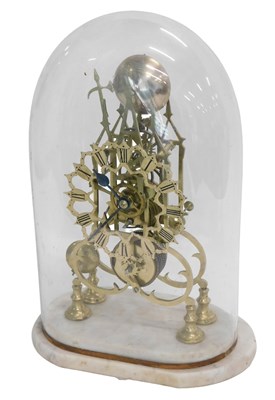 Lot 25 - A 19thC brass skeleton clock, key wind, with...