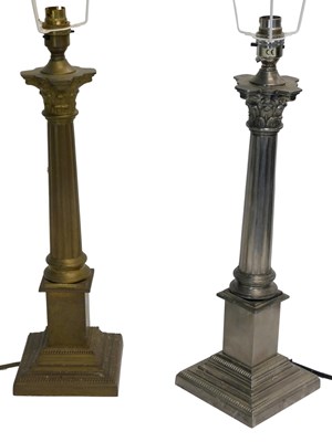 Lot 659 - Two 20thC Corinthian column table lamp bases,...