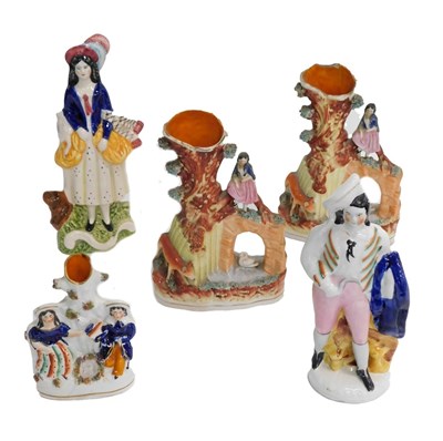 Lot 662 - A group of 19thC Staffordshire figures and...