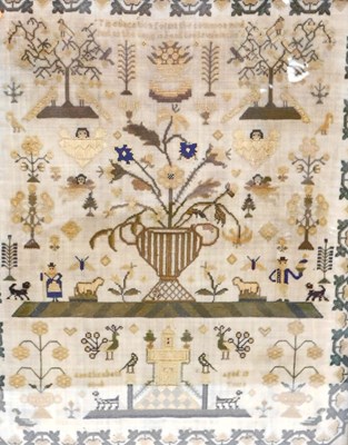 Lot 18 - An early 19thC sampler, embroidered with...