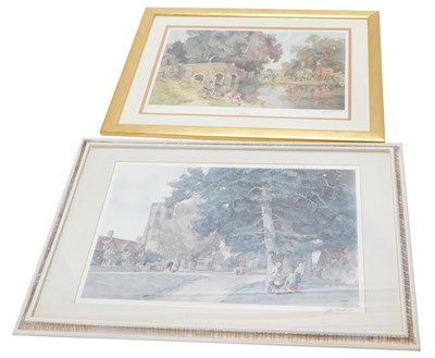 Lot 685 - After Sturgess. Figures beside a wooded area...