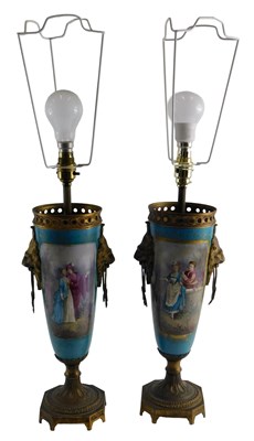 Lot 23 - A pair of 19thC French Sevres style porcelain...