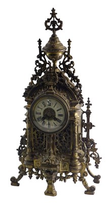 Lot 594 - An early 20thC French gilt brass mantel clock,...