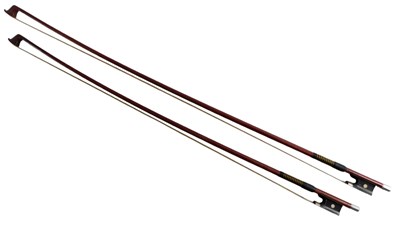 Lot 617 - Two violin bows, stamped P&H London, 69cm and...