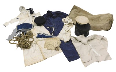 Lot 632 - A large canvas military draw string kit bag,...