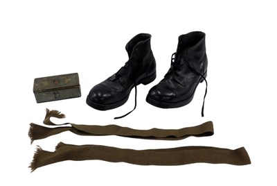 Lot 792 - A pair of 1964 British Army boots, two woolen...