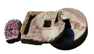 Lot 807 - Two sandstone grinding wheels,15cm high, 40cm...