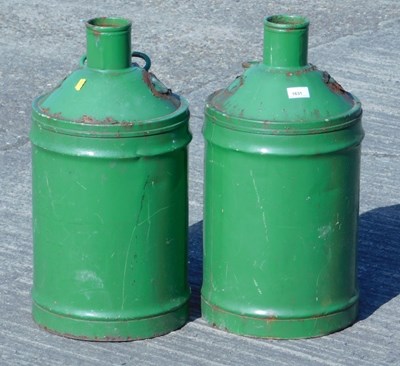 Lot 805 - A pair of early 20thC green painted Castrol...