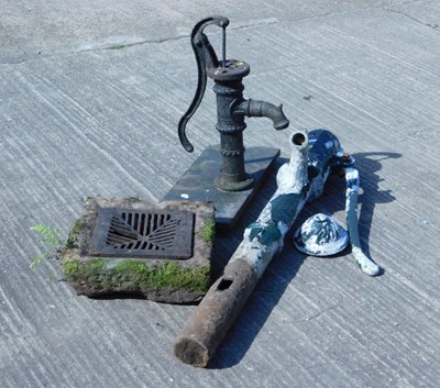 Lot 809 - A decorative cast iron water pump, black...