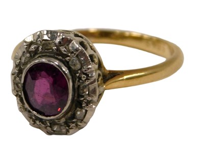 Lot 94 - An amethyst, diamond and gold ring, amethyst...