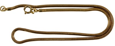 Lot 91 - A 9ct gold snake link neck chain, on a bolt...