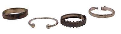 Lot 96 - A Victorian silver bangle, with a snap clasp,...