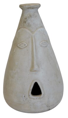 Lot 648 - A ceramic vessel, modelled as a male face with...