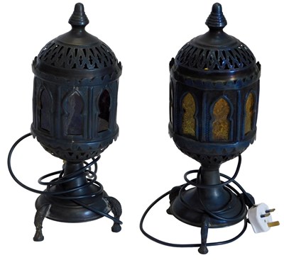 Lot 649 - A pair of bronze effect lamp bases, each...