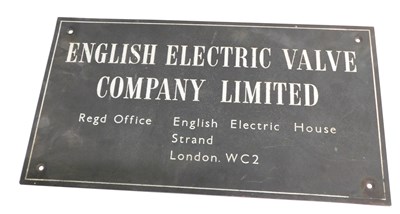 Lot 674 - A brass plaque for The English Electric Valve...