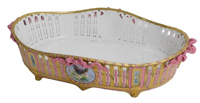Lot 155 - A 19thC porcelain basket or centrepiece, with...