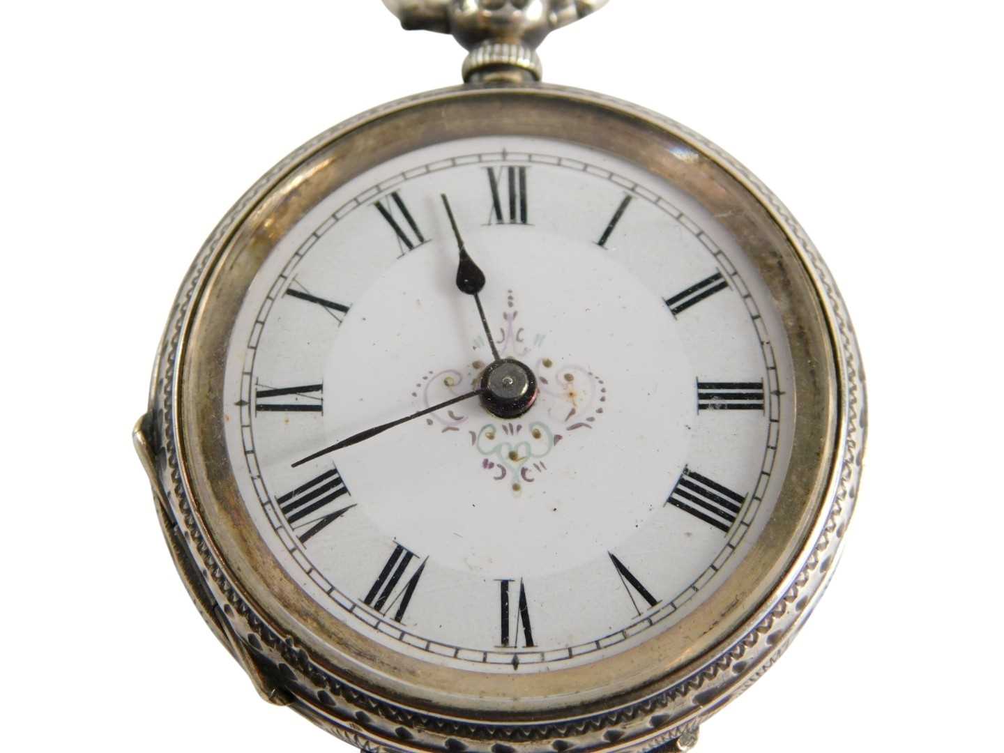 Lot 75 - A Victorian ladies silver pocket watch, open...