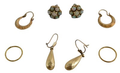 Lot 328 - A pair of 9ct gold and opal flower head...