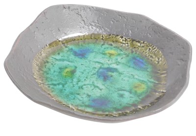 Lot 734 - Oriental studio ceramic bowl, with green, blue...