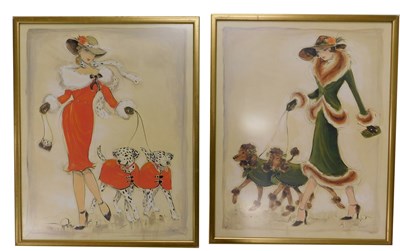 Lot 761 - After Karen Dupre. Art Deco ladies walking...